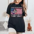 Never Underestimate A Woman With A Dd 214-Patriotic Usa Flag Women's Oversized Comfort T-Shirt Black