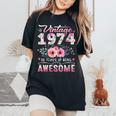 Vintage 1974 Floral 50 Years Old 50Th Birthday Party Costume Women's Oversized Comfort T-Shirt Black