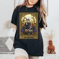 Vintage Floral Tarot Card The Reader Reading Skeleton Nerd Women's Oversized Comfort T-Shirt Black