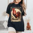 Vintage Gockel Elegant Rooster Bird Chicken Farmer Rooster Women's Oversized Comfort T-Shirt Black