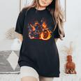 Vintage Motorcycle Biker In Flames Sportster Motorcycle Women's Oversized Comfort T-Shirt Black