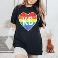 Vintage Rainbow Heart Kc Women's Oversized Comfort T-Shirt Black