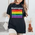 Washington Dc Pride Rainbow Flag Color Metro Train Lines Women's Oversized Comfort T-Shirt Black