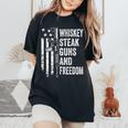 Whiskey Steak Guns And Freedom Usa Bbq Gun On Back Women's Oversized Comfort T-Shirt Black