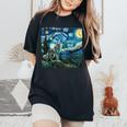 Wolf Starry Night Howling Moon For Kid Women's Oversized Comfort T-Shirt Black