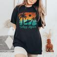 Woman Surfing Beach Wave Rider Retro Vintage Sunset Cute Women's Oversized Comfort T-Shirt Black