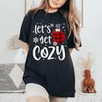 Women's Christmas Let's Get Cozy Christmas Women's Oversized Comfort T-Shirt Black