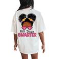 100 Days Smarter Black Girl Messy Bun 100Th Day Of School Women's Oversized Comfort T-Shirt Back Print Ivory