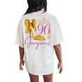 96 And Gorgeous 96Th Birthday 96 Years Old Queen Bday Party Women's Oversized Comfort T-Shirt Back Print Ivory