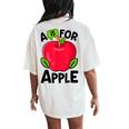 A Is For Apple Nursery Preschool Teacher Appreciation Women's Oversized Comfort T-Shirt Back Print Ivory