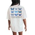 In April We Wear Blue Butterfly Autism Mental Health Women's Oversized Comfort T-Shirt Back Print Ivory