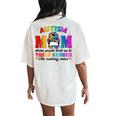 Autism Mom Raising Hero Groovy Messy Bun Autism Awareness Women's Oversized Comfort T-Shirt Back Print Ivory
