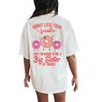 Big Sister Of Twins Baby Announcement Twin Girls Baby Reveal Women's Oversized Comfort T-Shirt Back Print Ivory