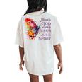 Blessed By God Loved By Jesus Butterfly And Flowers Women's Oversized Comfort T-Shirt Back Print Ivory
