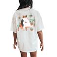 Calico Cat With Pot Plants Cat Lover For Mom Women Women's Oversized Comfort T-Shirt Back Print Ivory