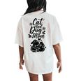 Cat And Dog Mom Dogs Lover Cats Mother Mommy Mama Mother's Women's Oversized Comfort T-Shirt Back Print Ivory