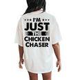 Chicken Chaser Profession I'm Just The Chicken Chaser Women's Oversized Comfort T-Shirt Back Print Ivory