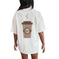 Coffee Cafe Carry Drink Caffeine Hot To Go Cup Latte Women's Oversized Comfort T-Shirt Back Print Ivory