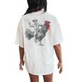 Cowboy Riding Chicken Women's Oversized Comfort T-Shirt Back Print Ivory