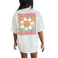 Cute Groovy Grandma 70S Family Birthday Party Daisy Flower Women's Oversized Comfort T-Shirt Back Print Ivory