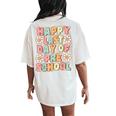 Happy Last Day Of Preschool Cute Groovy Prek Teacher Student Women's Oversized Comfort T-Shirt Back Print Ivory