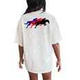 Horse Race Splechase Derby Racing Women's Oversized Comfort T-Shirt Back Print Ivory