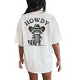 Howdy Cowboy Raccoon Howdy Raccoon Howdy Animal Women's Oversized Comfort T-Shirt Back Print Ivory