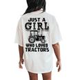 Just A Girl Who Loves Tractors Farmer Women's Oversized Comfort T-Shirt Back Print Ivory