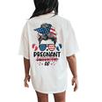 Messy Bun 4Th Of July Pregnant Patriotic Af American Flag Women's Oversized Comfort T-Shirt Back Print Ivory