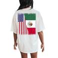 Mexico Independence Day Half Mexican American Flag Women Women's Oversized Comfort T-Shirt Back Print Ivory