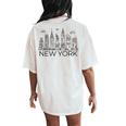 New York City Skyline Statue Of Liberty New York Nyc Women Women's Oversized Comfort T-Shirt Back Print Ivory