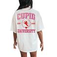 Pink Cupid University Valentines Day For Girls Women's Oversized Comfort T-Shirt Back Print Ivory