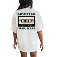 Retro 80S Eighties Music Rocks Cassette Tape Vintage Band Women's Oversized Comfort T-Shirt Back Print Ivory