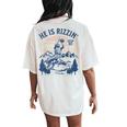 He Is Risen Rizzin' Easter Jesus Christian Faith Basketball Women's Oversized Comfort T-Shirt Back Print Ivory