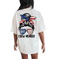 Shit Show Crew Member Amerian Flag Headband Messy Bun Women's Oversized Comfort T-Shirt Back Print Ivory