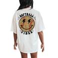 Smile Face Softball Vibes Game Day Softball Life Mom Retro Women's Oversized Comfort T-Shirt Back Print Ivory