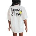 Tanned And Tipsy Summer Party Saying Humor Women's Oversized Comfort T-Shirt Back Print Ivory