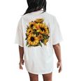 Yellow Sunflower Cute Summer Sun Flowers Floral Positivity Women's Oversized Comfort T-Shirt Back Print Ivory