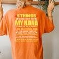 5 Things You Should Know About My Turtle Mom Grandma Women's Oversized Comfort T-Shirt Back Print Yam