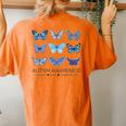 In April We Wear Blue Butterfly Autism Mental Health Women's Oversized Comfort T-Shirt Back Print Yam