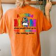 Autism Mom Raising Hero Groovy Messy Bun Autism Awareness Women's Oversized Comfort T-Shirt Back Print Yam