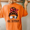 Classy Lil Sister Life Soccer Messy Bun Baseball Game Day Women's Oversized Comfort T-Shirt Back Print Yam