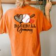 Family Baseball Grammy Heart Baseball Grandma Women's Oversized Comfort T-Shirt Back Print Yam