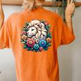 Floral Lion Head With Vintage Flowers Cartoon Animal Lover Women's Oversized Comfort T-Shirt Back Print Yam