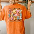 Groovy Last Day Of School 2Nd Grade Peace Out Second Grade Women's Oversized Comfort T-Shirt Back Print Yam