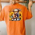 Highland Cow Sunflower Mother's Day Farmer Farming Women's Oversized Comfort T-Shirt Back Print Yam