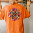 Mandala Stained Glass Graphic With Bright Rainbow Of Colors Women's Oversized Comfort T-Shirt Back Print Yam