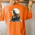 Mommy Wolf Howling At Moon Graphic Wolf Lovers Mother's Day Women's Oversized Comfort T-Shirt Back Print Yam