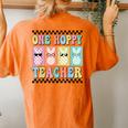 One Hoppy Teacher Cute Happy Easter Day Egg Bunny Ears Women Women's Oversized Comfort T-Shirt Back Print Yam