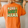 One Lucky Mama Groovy Retro Mama St Patrick's Day Women's Oversized Comfort T-Shirt Back Print Yam